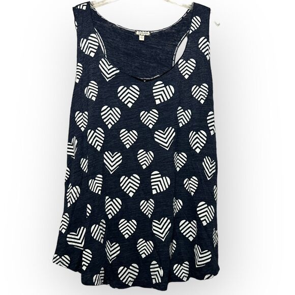 Eyeshadow Navy Blue Slubknit Swing Tank Top with White Hearts Size 2X NWOT - Picture 1 of 14